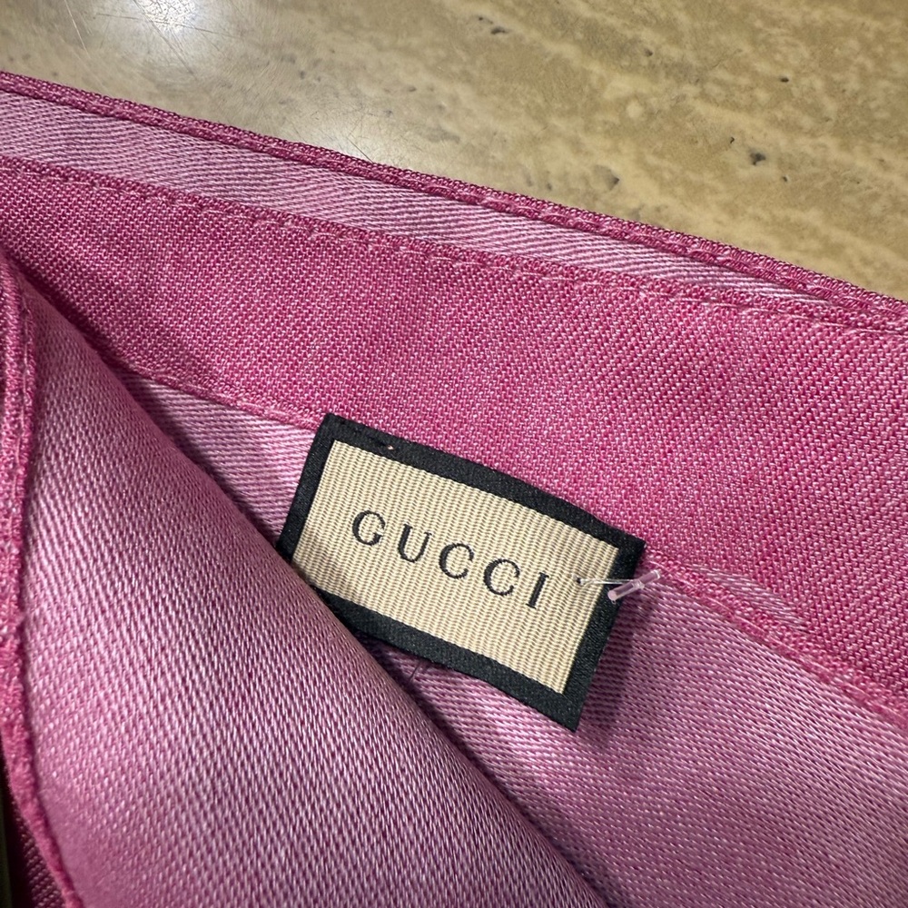 Gucci NWTS monogram GG pink silk/wool scarf - Picture 5 of 11